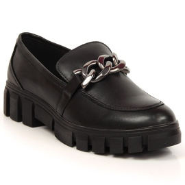 Dam loafers på en plattform med en kedja svart Sergio Leone