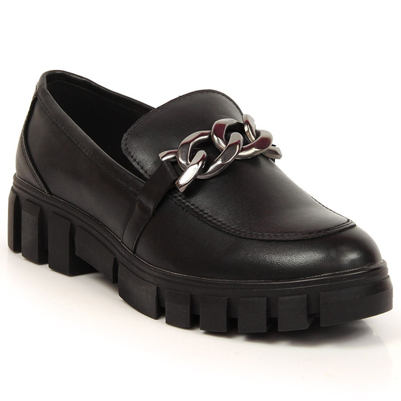 Dam loafers på en plattform med en kedja svart Sergio Leone