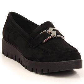 Dam loafers på eko mocka plattform svart Sergio Leone