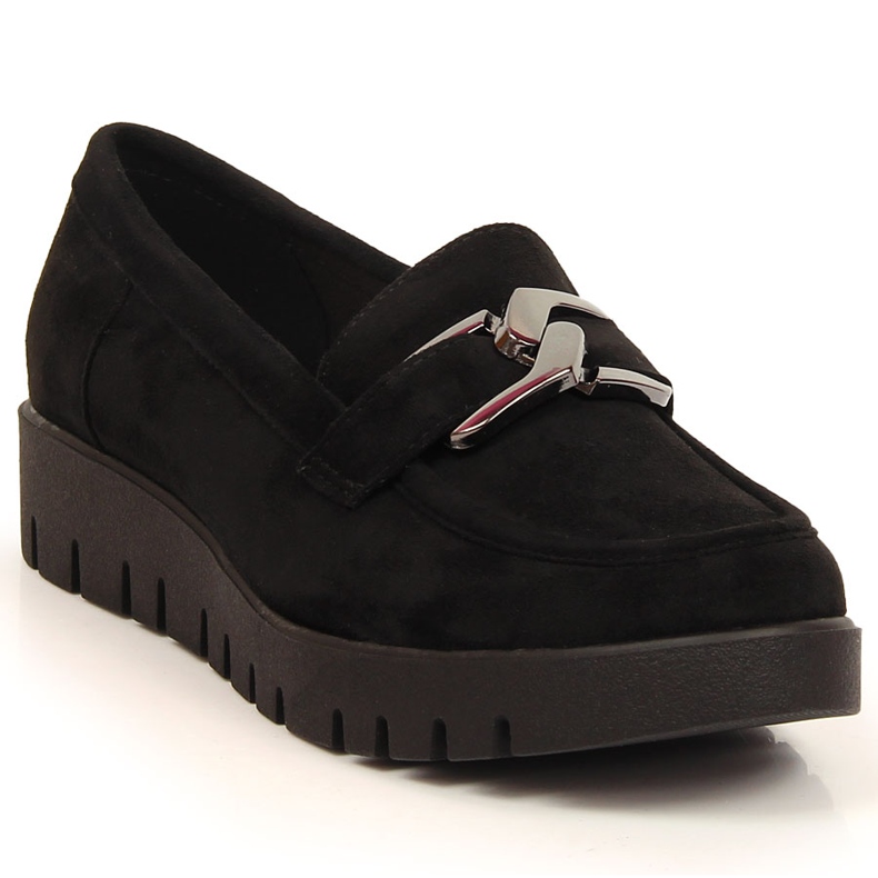 Dam loafers på eko mocka plattform svart Sergio Leone