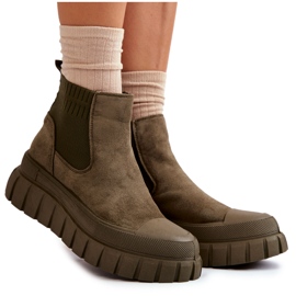 FB2 Fashionabla Slip-On-stövlar på den gröna Jenna-plattformen brun