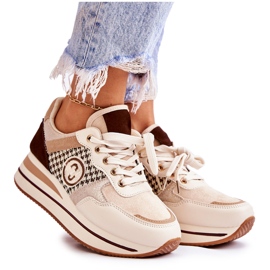 FB2 Fashionabla sportskor för kvinnor på en kil Beige-brun Aronne