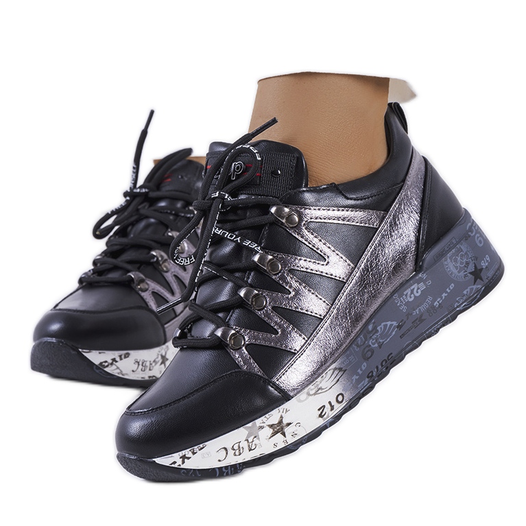BM Svarta och metalliska Ballard sneakers silver-