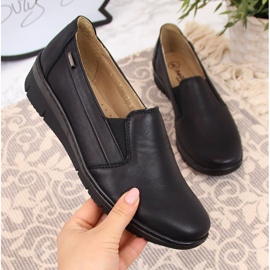 Damskor i läder, slip-on svarta Helios 350