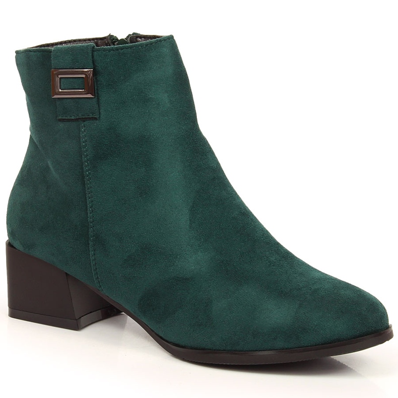 M. DASZYŃSKI Kvinnors gröna mocka varma stövlar Daszyński SAN3B