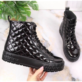 Svart läder quiltade damisolerade stövlar Filippo PAW369