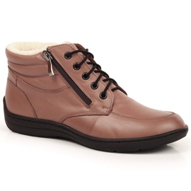 Bekväma bruna läderstövlar för kvinnor Łukbut LUK724B