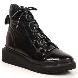 Läderlackerade isolerade damstövlar Artiker HBH36 svart