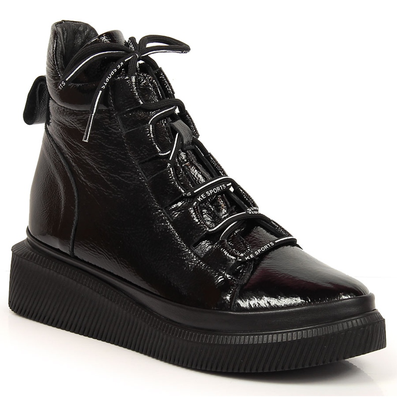 Läderlackerade isolerade damstövlar Artiker HBH36 svart