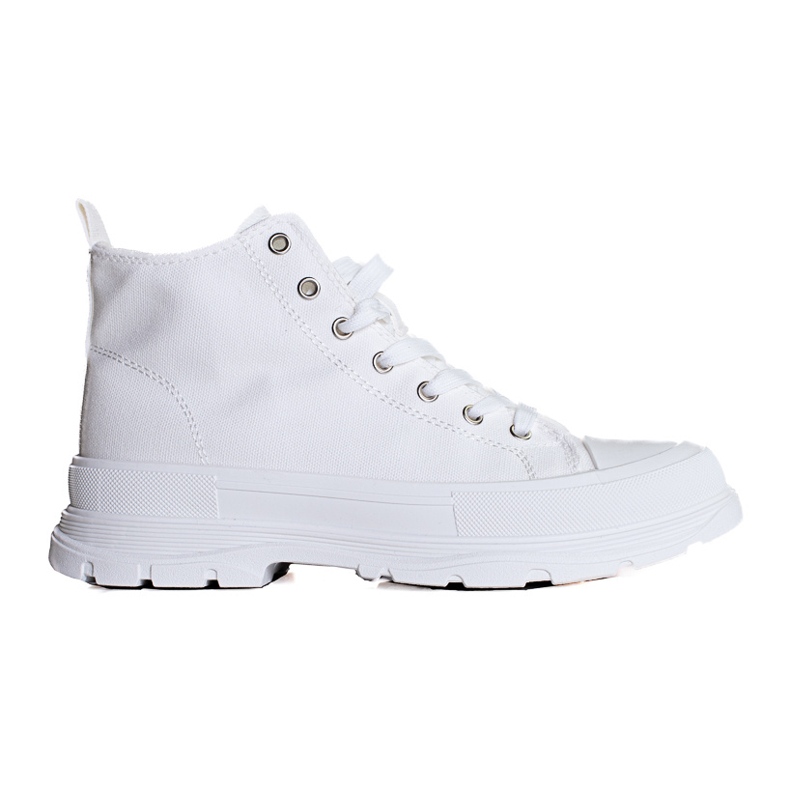 Höga vita sneakers med snörning för kvinnor på Shelovet-plattformen