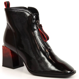 S.Barski Damisolerade lackade stövlar med dekorativ klack S. Bararski OLI183 svart