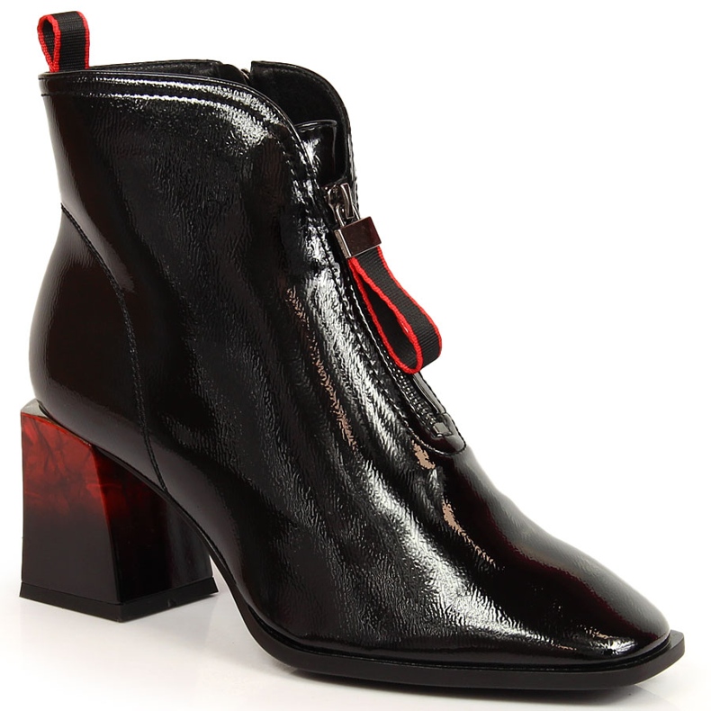 S.Barski Damisolerade lackade stövlar med dekorativ klack S. Bararski OLI183 svart