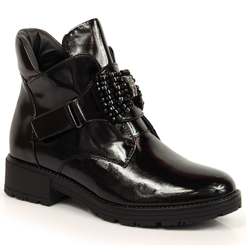 Damkängor med lackad svart Potocki rosett