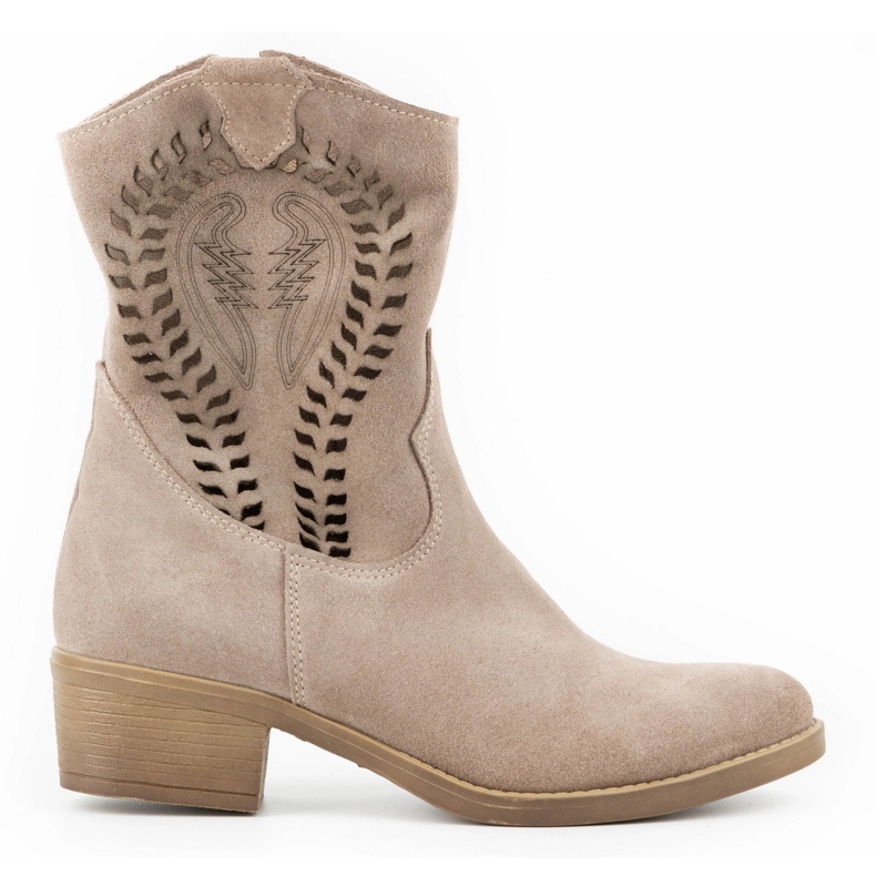 Olivier Kvinnors genombrutna höga klackar Angela beige stövlar