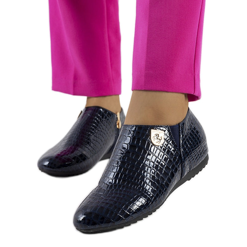 Marinblå lackerade Nelec skor