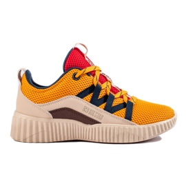 Big Star sneakers för kvinnor KK274061 beige brun röd gul