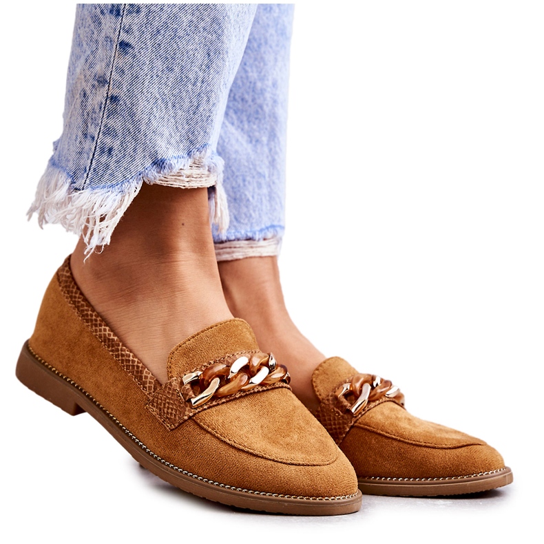 FB2 Dammocka Loafers med en kedja Camel Nolie brun