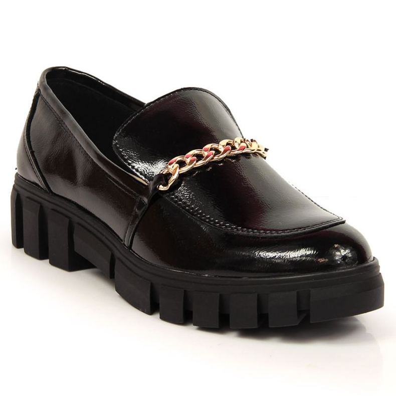 Sergio Leone Lackade loafers med kedja svart