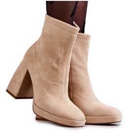 Damkängor i mocka på hög klack Ljusbeige Ramira