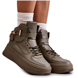 Höga varma sportskor för kvinnor Lexa Green kaki grön