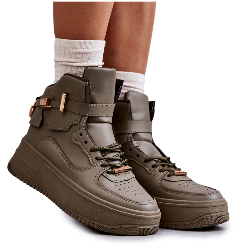 Höga varma sportskor för kvinnor Lexa Green kaki grön