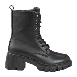 Klassiska svarta Shelovet snörstövlar med höga klackar