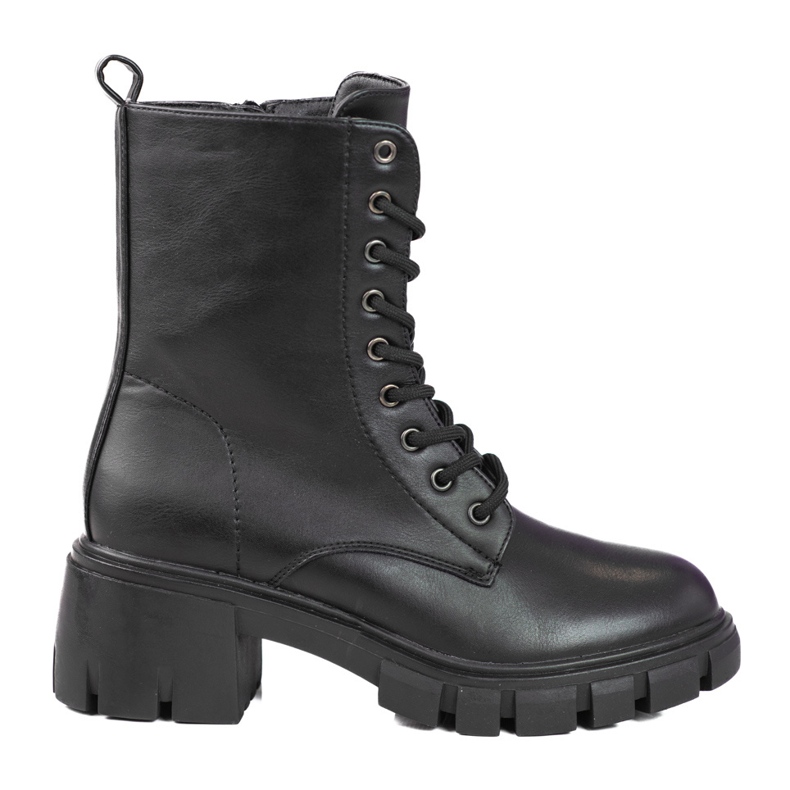 Klassiska svarta Shelovet snörstövlar med höga klackar