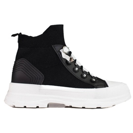 Svarta sneakers för kvinnor med en hög Shelovet-överdel
