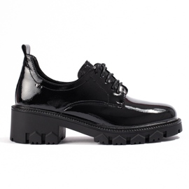 W. Potocki Lackade damskor med snörning Potocki svart