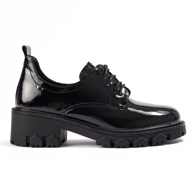 W. Potocki Lackade damskor med snörning Potocki svart