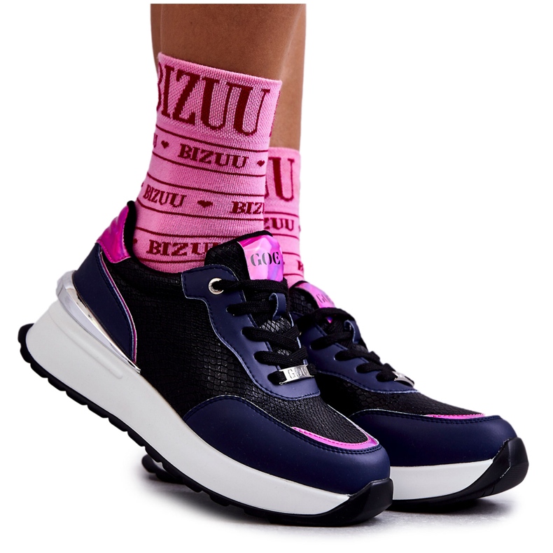 Damsportskor på kil GOE KK2N4081 Svart-Marinblå