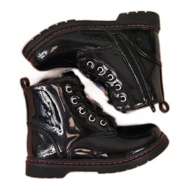 Svarta Miss❤E stövlar för tjejer isolerade med fårull