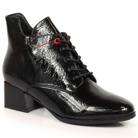 Svart isolerade svarta Jezzi JEZ371 lackade damstövlar