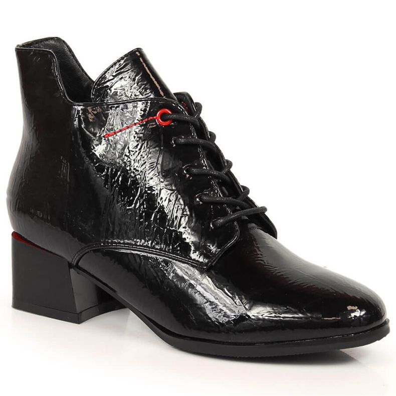 Svart isolerade svarta Jezzi JEZ371 lackade damstövlar