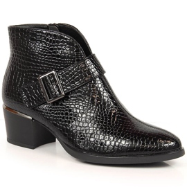 Lackade stövlar för kvinnor isolerade svart krokodil Vinceza