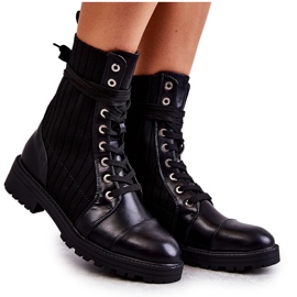 PG1 Kvinnors stövlar med en strumpa knuten Svart Livaro