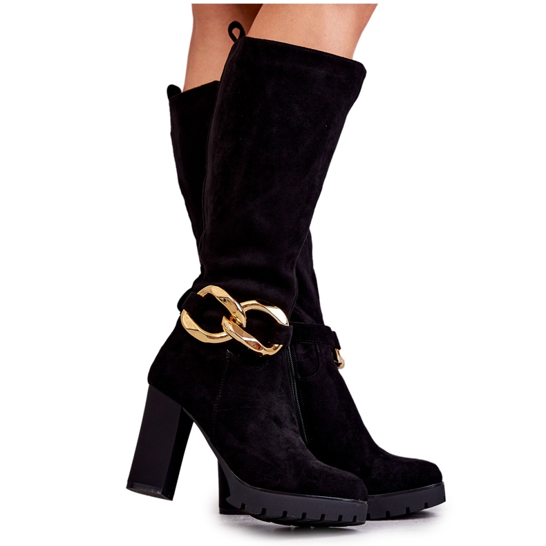 Svarta Jackson Stövlar i mocka med avtagbar kedja