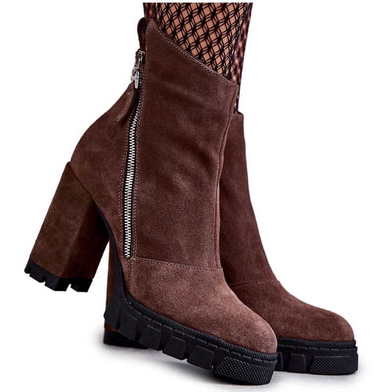 Fashionabla mockastövlar på hög klack Laura Messi 2509 Brun