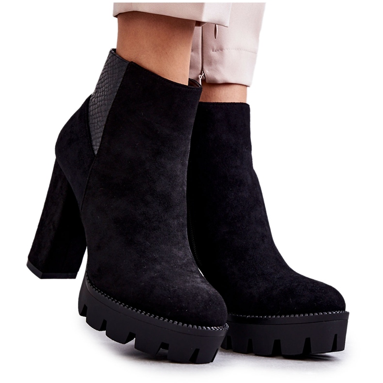 PG1 Stövlar med hög klack i mocka för kvinnor Svart Maricruz