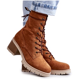 Kvinnors varma stövlar på högklackat kamel Julieta brun