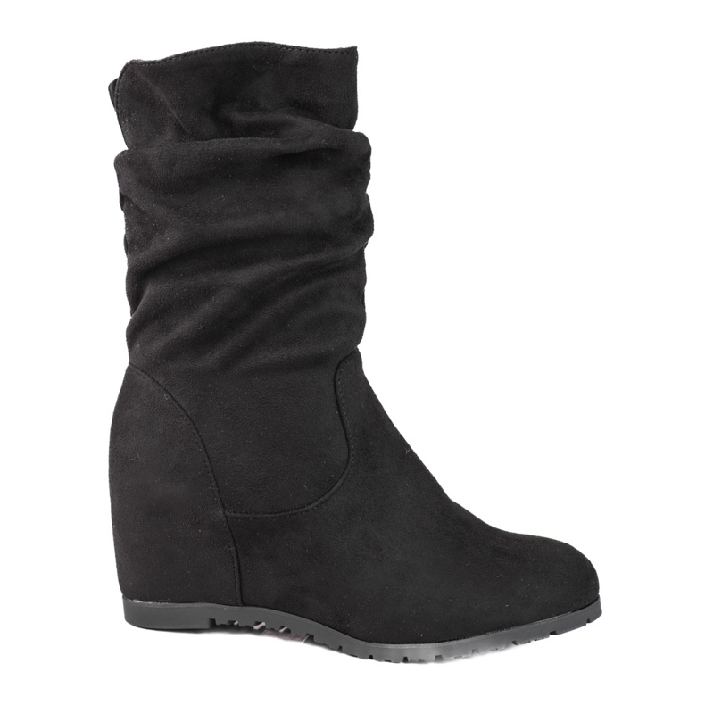 Damstövlar på Shelovet-kilen med en volang ovandel svart