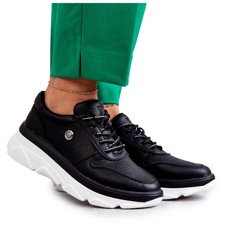 Vinceza Sportskor i svart läder för kvinnor Camrose