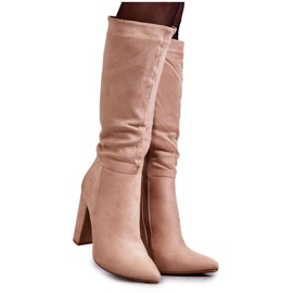 Klassiska mockaklackstövlar Mörkbeige Tressa brun