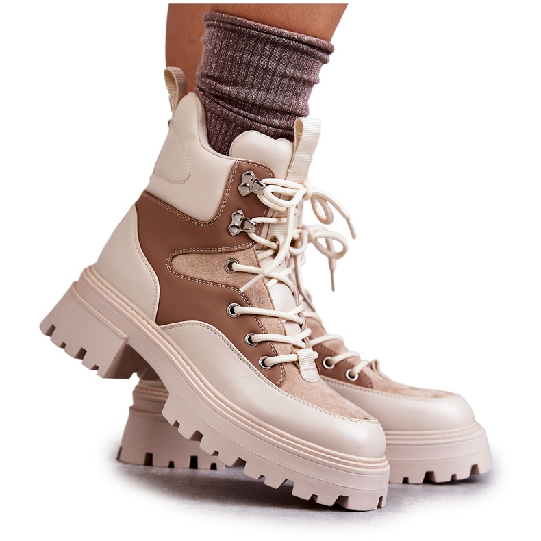 PS1 Warm Boots Trappers Beige-Brown Settimo brun mångfärgad