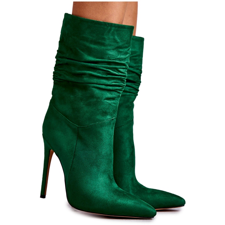 FS1 Skrynklade stövlar för kvinnor Green Laguna grön