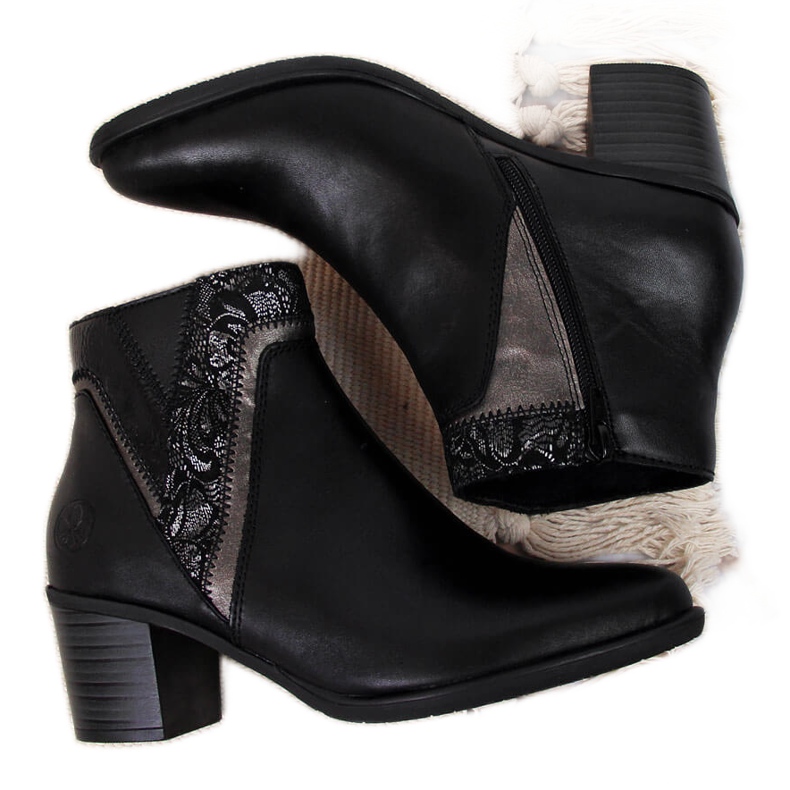 Skinnstövlar för kvinnor på postsvarta Rieker Y2063-00