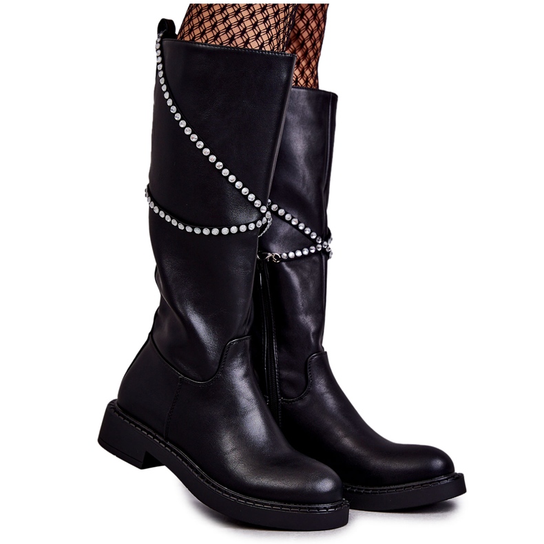 FS1 Svarta stövlar för kvinnor med ornament Svart Finlay