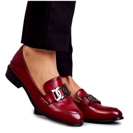 Vinceza Fashionabla Leather Loafers Burgundy Trine röd