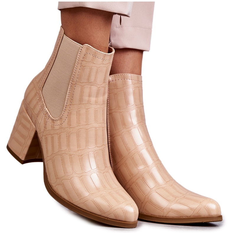 Snake Leather Booties La.Fi 260038BE-XC Beige