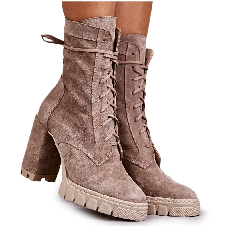 PA2 Platformstövlar i mocka för kvinnor Beige Edna